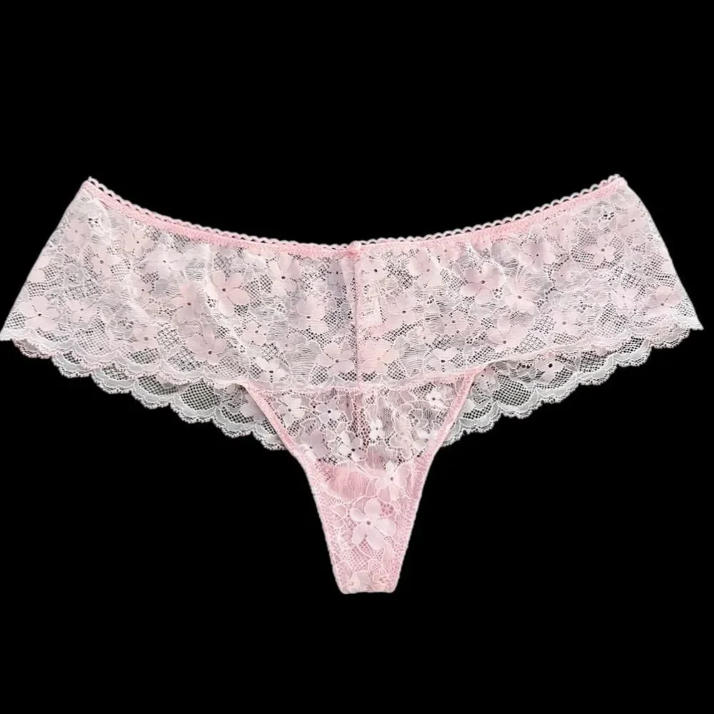 Victoria’s Secret Dream Angels Floral lace Wide Side Thong panty Pink Xlarge